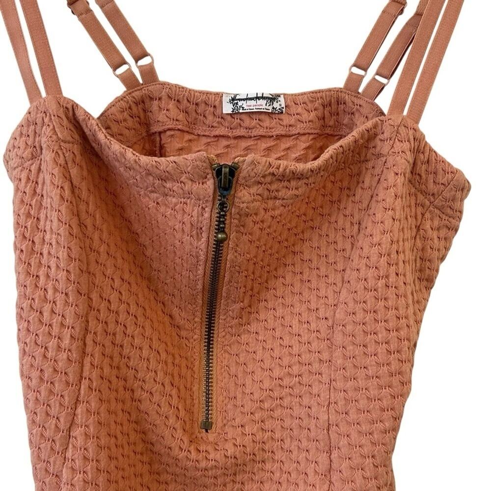 Free People Waffle Bodysuit Peach/Light Coral XS Boho Beachy Resort Casual 🍑🌊 - Picture 2 of 8